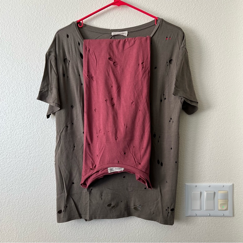 Leibl ‘38 Distressed Soft Basic Tees Shirts w/ Holes. Two Colors. Size M